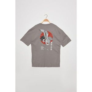 Trendyol Gray Men's Wide Cut Short Sleeve T-Shirt vyobraziť