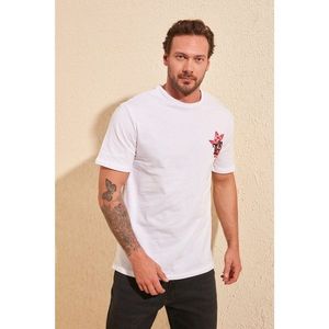 Trendyol White Men's Oversize Fit Printed T-Shirt vyobraziť