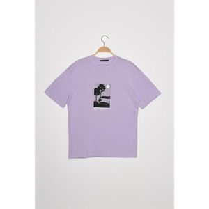 Trendyol Lilac Men's Wide-Cut Short Sleeve T-Shirt vyobraziť