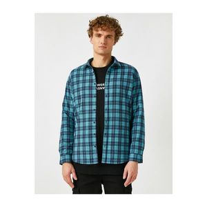 Koton Men's Green Checkered Regular Fit Classic Collar Long Sleeve Shirt vyobraziť