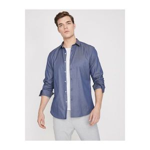 Koton Men's Navy Blue Classic Collar Short Sleeve Shirt vyobraziť