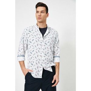 Koton Cotton Long Sleeve Slim Fit Shirt with Male White Floral Pattern vyobraziť
