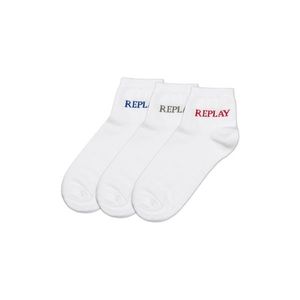 Replay Ponožky Low Cut Basic Leg Logo 3Prs Card Wrap - Whitee/Logo Ass vyobraziť