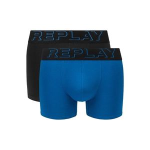 Replay Boxerky Boxer Style 2 T/C Cuff 3D Logo 2Pcs Box - Cobalt Blue/Black vyobraziť