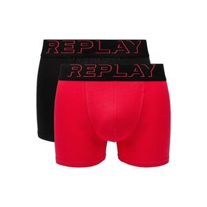Replay Boxerky Boxer Style 2 T/C Cuff 3D Logo 2Pcs Box - Red/Black vyobraziť