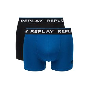 Replay Boxerky Boxer Style 2 Cuff Logo&Print 2Pcs Box - Black/Cobalt Blue vyobraziť