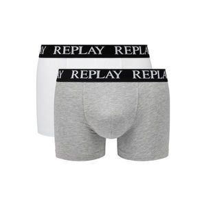 Replay Boxerky Boxer Style 01/C Basic Cuff Logo 2Pcs Box - Whitee/Grey Melange vyobraziť