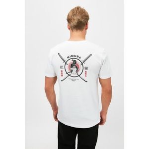 Trendyol White Men Regular Fit Crew Neck Short Sleeved Printed T-Shirt vyobraziť