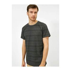 Koton Men's Grey Patterned T-shirt vyobraziť