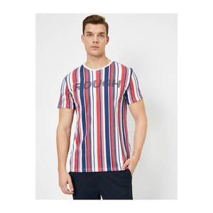 Koton Men's Black Striped T-Shirt vyobraziť