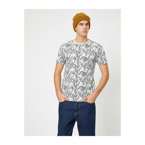 Koton Men's Grey Patterned T-Shirt vyobraziť