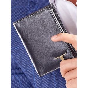 Plain black leather wallet for men vyobraziť