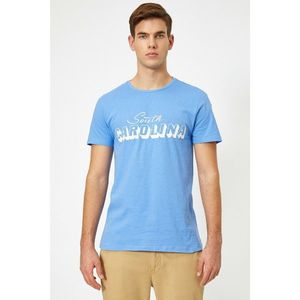 Koton Men's Blue Printed T-Shirt vyobraziť