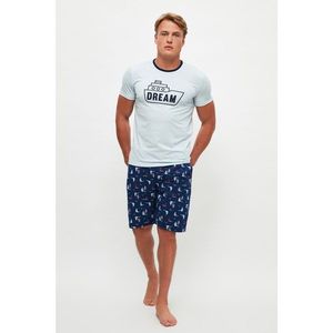 Trendyol Navy Blue Marine Printed Knitted Pajamas Set vyobraziť