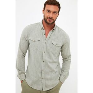 Trendyol Khaki Men's Slim Fit Buttoned Collar Double Covered Pocket Shirt vyobraziť