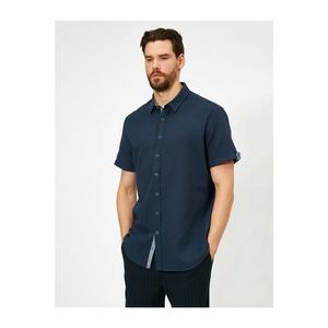 Koton Men's Navy Blue 100% Cotton Regular Fit Casual Shirt vyobraziť