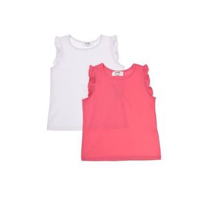 Trendyol White-Pink 2-Pack Frilly Girl's Basic Knitted Singlet vyobraziť