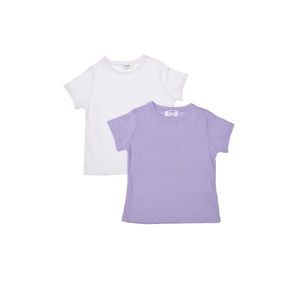 Trendyol White-Lilac 2-Pack Basic Bicycle Collar Girl Knitted T-Shirt vyobraziť