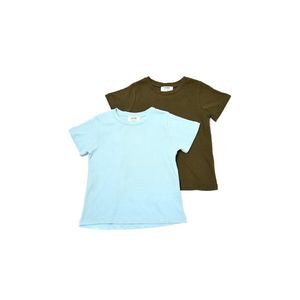 Trendyol Khaki-Blue 2-Pack Basic Crew Neck Unisex Kids Knitted T-Shirt vyobraziť