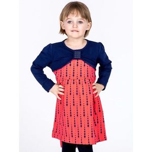 Cotton children´s dress with a print and long sleeves, coral vyobraziť