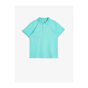 Koton Boy's Green Polo Neck Cotton Buttoned Short Sleeve T-Shirt vyobraziť