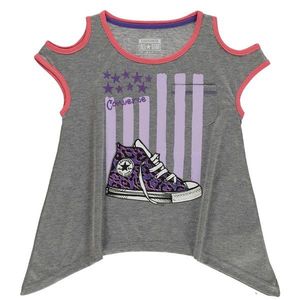 Converse Cold Shoulder T Shirt Junior Girls vyobraziť