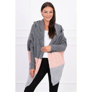 Three-color hooded sweater graphite+powdered pink+gray vyobraziť