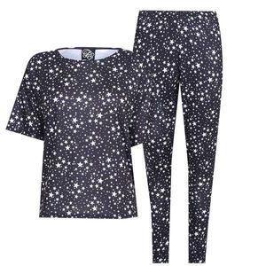 Fabric Star Print Black Pyjama Legging Set vyobraziť