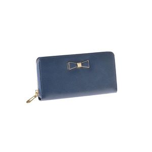 Dark blue oblong wallet with a bow and zipper vyobraziť