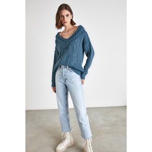 Trendyol Oil Mesh Detailed Knitwear Sweater vyobraziť