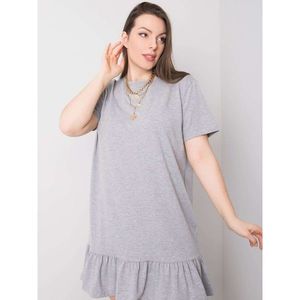 Gray melange plus size dress with frill vyobraziť