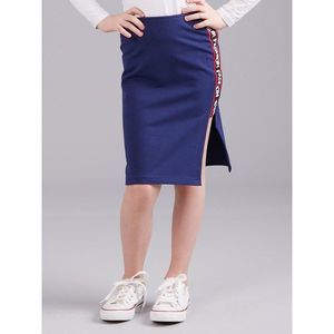 Navy blue girly skirt with inscriptions on the side vyobraziť