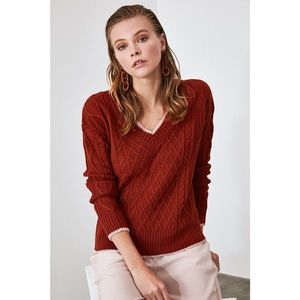Trendyol Brown Biye Detailed Knitwear Sweater vyobraziť