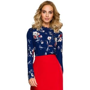 Made Of Emotion Woman's Blouse M408 Navy Blue vyobraziť