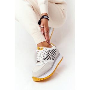 Leather Sport Shoes On A Platform GOE HH2N4001 White-Yellow vyobraziť