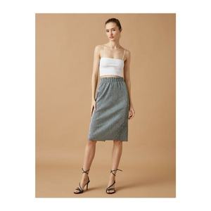 Koton Women's Gray Waist Detailed Shiny Midi Length Skirt vyobraziť