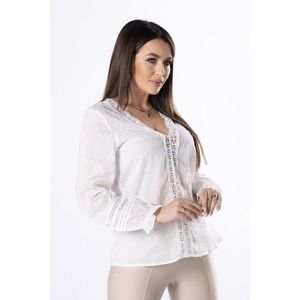 V-neck blouse with lace stitching on the front vyobraziť
