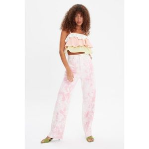 Trendyol Pink Tie-Dye Washed High Waist 90's Wide Leg Jeans vyobraziť