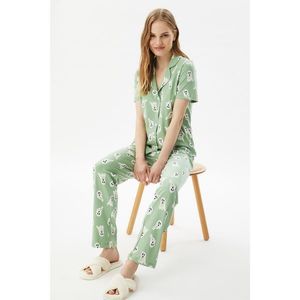 Trendyol Mint Printed Knitted Pajamas Set vyobraziť