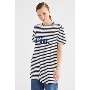 Trendyol Navy Striped Knitted Tunic T-shirt vyobraziť