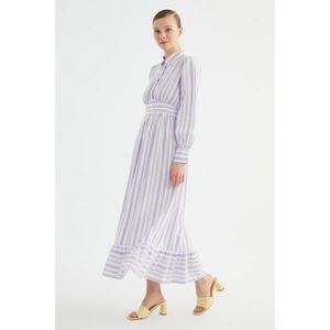 Trendyol Lilac Shirt Collar Striped Dress vyobraziť