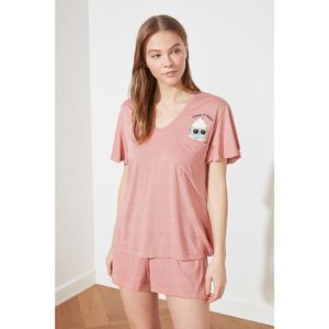 Trendyol Rose Dry Printed Knitted Pyjama Set vyobraziť