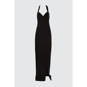Trendyol Black waist detailed evening dress vyobraziť