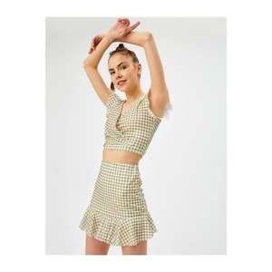 Koton Women's Green Mini Checkered Skirt vyobraziť