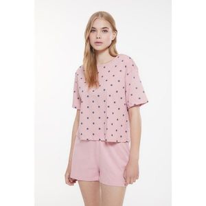 Trendyol Dried Rose Printed Knitted Pajamas Set vyobraziť