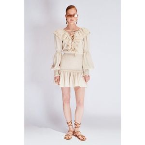 Koton Beige Grip Detailed Lace Accessory Dress vyobraziť