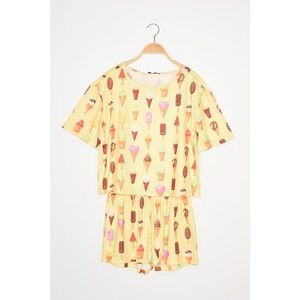 Trendyol Yellow Printed Knitted Pajamas Set vyobraziť