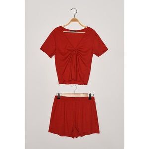 Trendyol Red Camisole Knitted Pajamas Set vyobraziť
