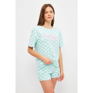 Trendyol Blue Polka Dot Knitted Pajamas Set vyobraziť
