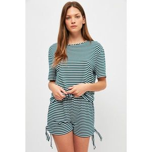 Trendyol Green Striped Knitted Pajamas Set vyobraziť